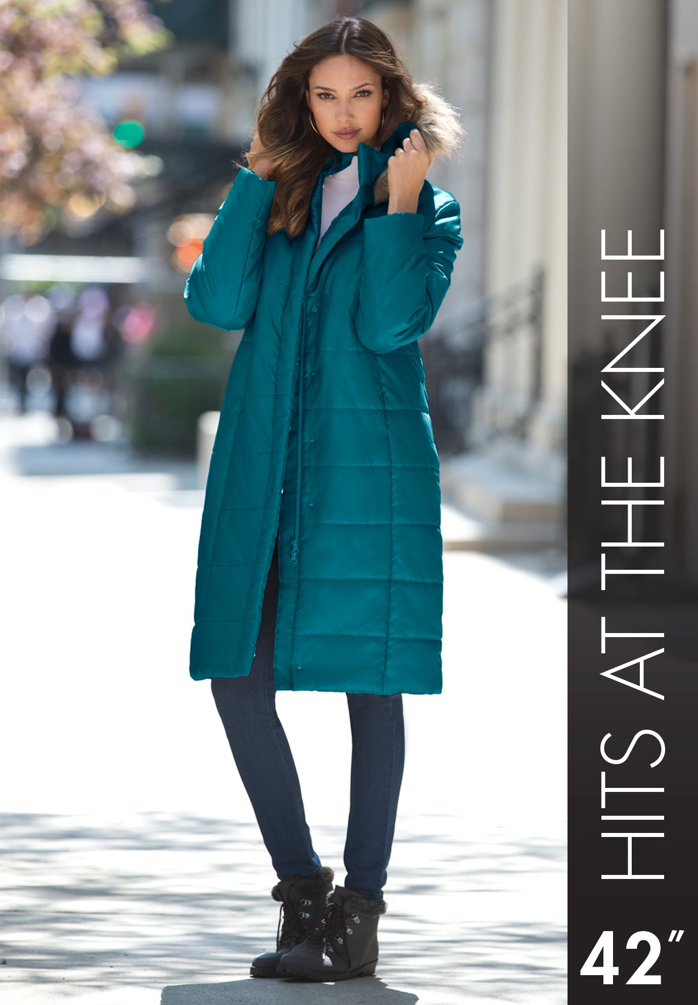 Plus Size Knee Length Puffer Coat image number 6