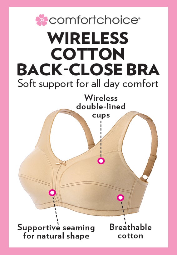 Cotton Back-Close Wireless Bra image number 3