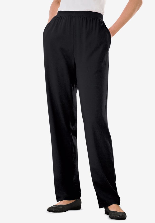 7-Day Straight-Leg Elastic-Waist Stretchy Knit Pant image number 1