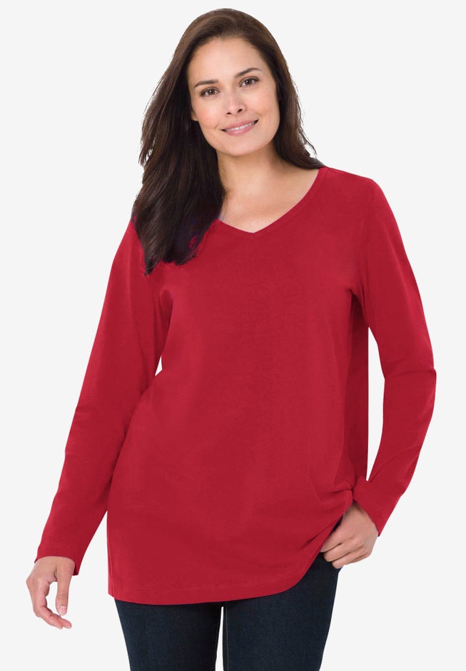 Perfect Printed Long-Sleeve V-Neck Tee image number 3