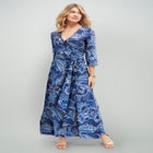 Stretch Knit Faux Wrap Maxi Dress image number null