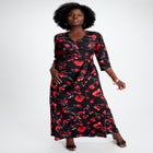 Stretch Knit Faux Wrap Maxi Dress image number null