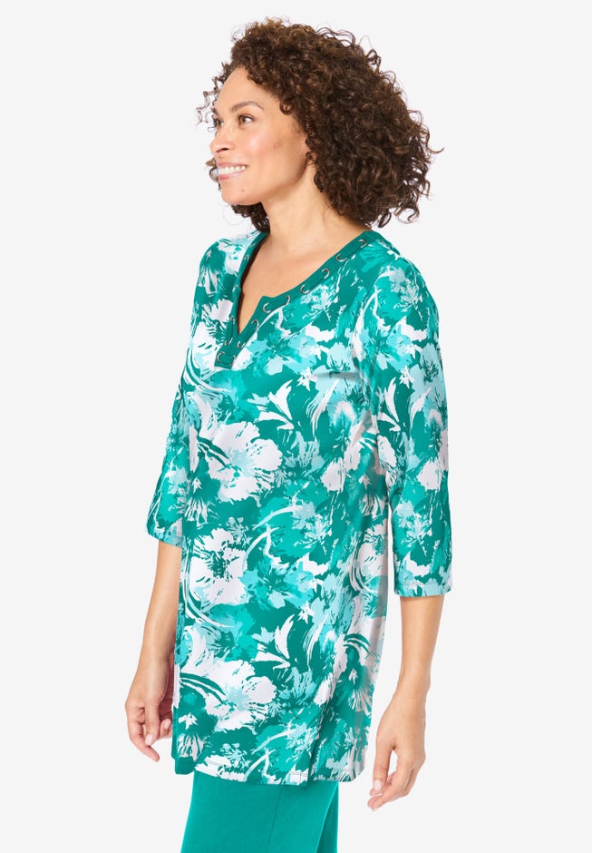 7-Day Three-Quarter Sleeve Grommet Notch Tunic image number 2