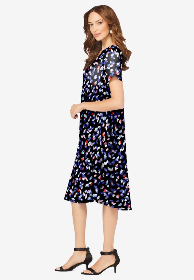 Plus Size Short Sleeve Sleeve Swing Dress image number 2