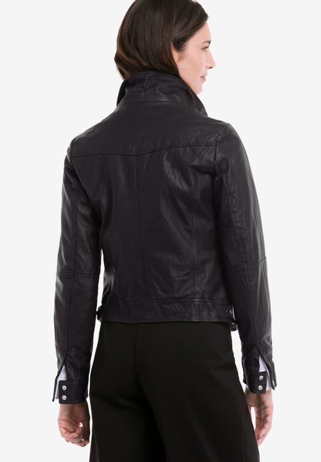 Zip Front Leather Jacket image number 1