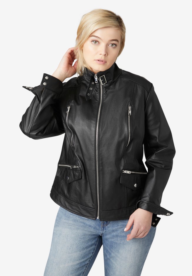 Zip Front Leather Jacket image number 3