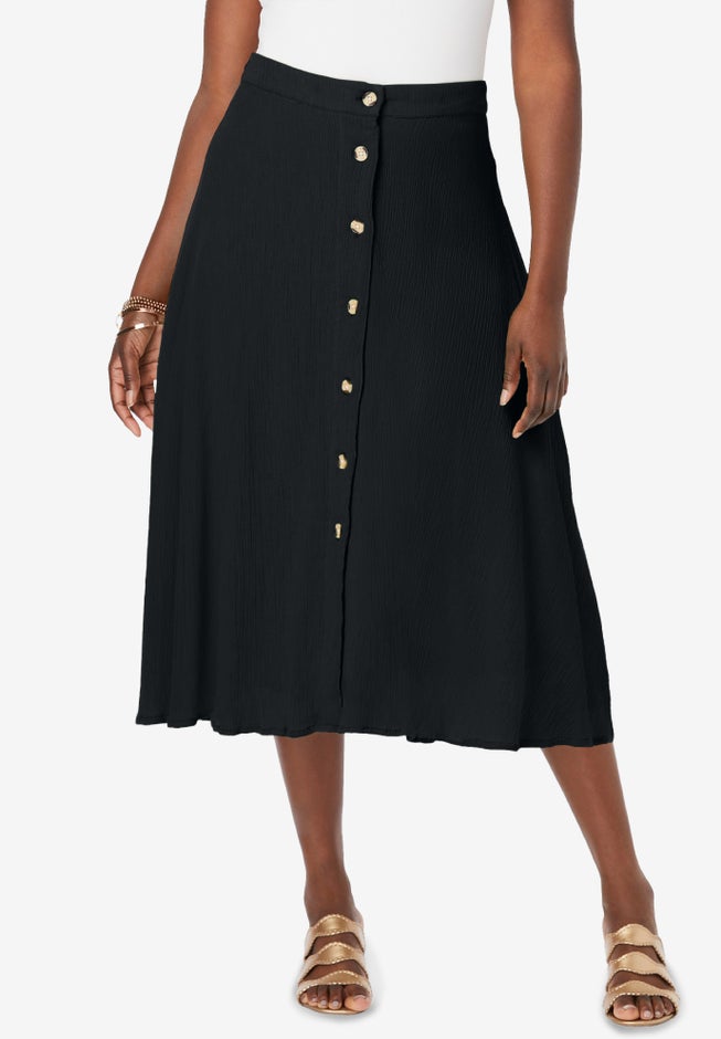 Button-Front Gauze Midi Skirt image number 0