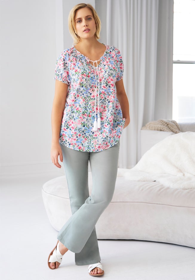 Ruffle Trim Peasant Blouse image number 2