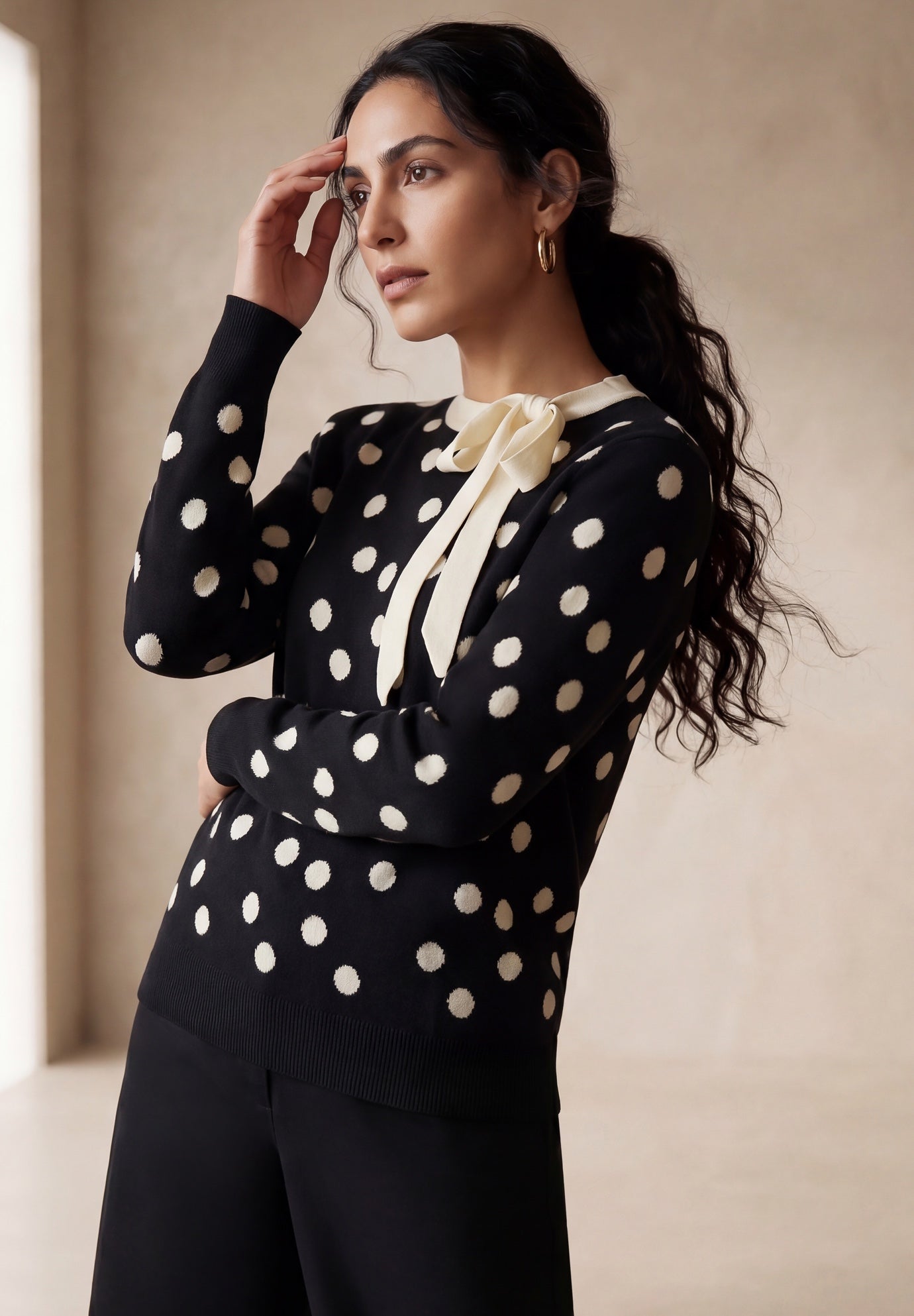 Tie-Neck Sweater image number 0