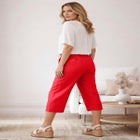 Linen-Blend Drawstring Elastic Waist Relaxed Fit Capris image number 1