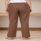 Linen-Blend Elastic Waist Drawstring Relaxed Pant image number null