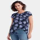 Stretch Jersey A-Line Cap Short Sleeve Smocked Tunic image number 0
