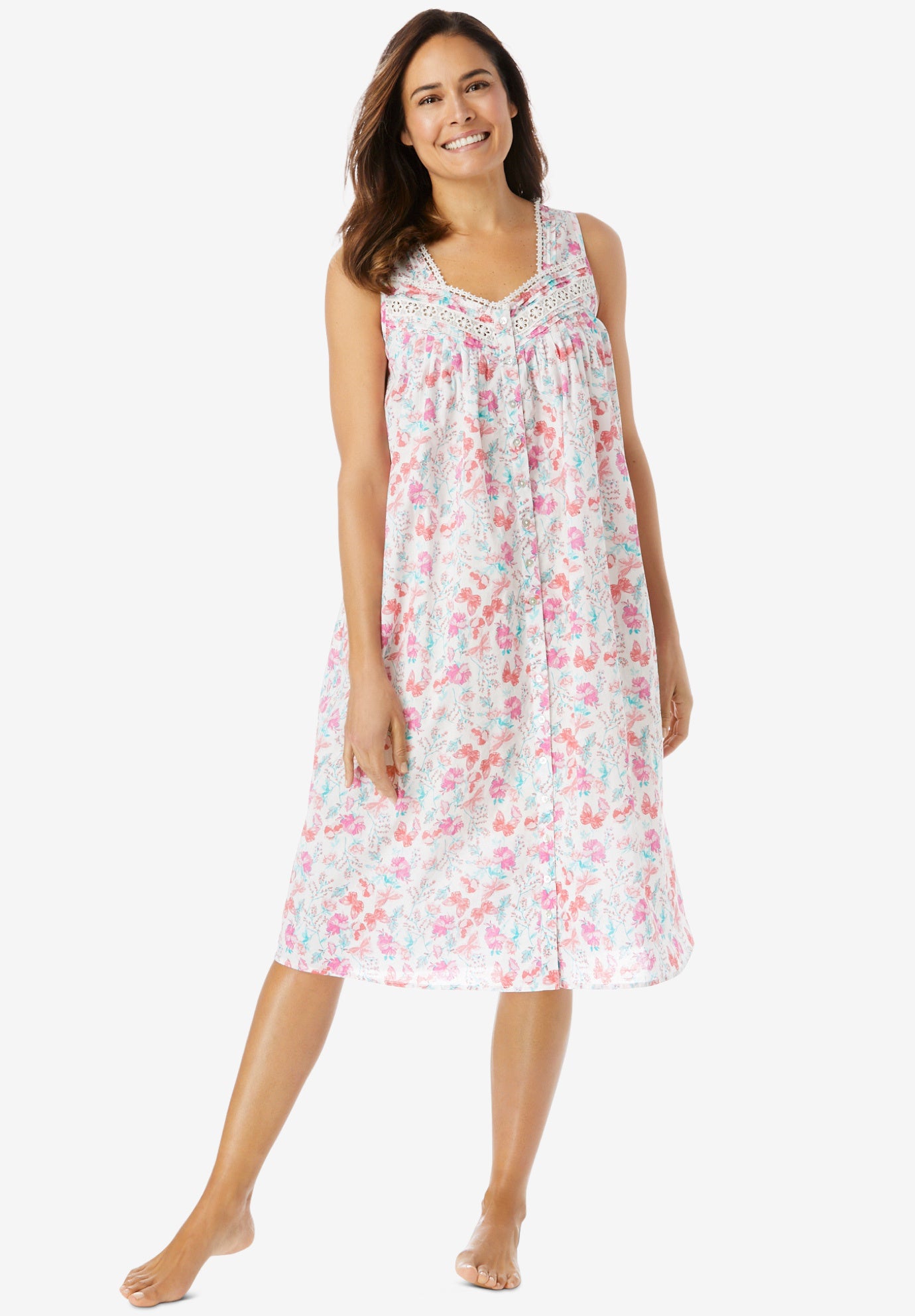 Sleeveless Button Front Night Gown image number 0
