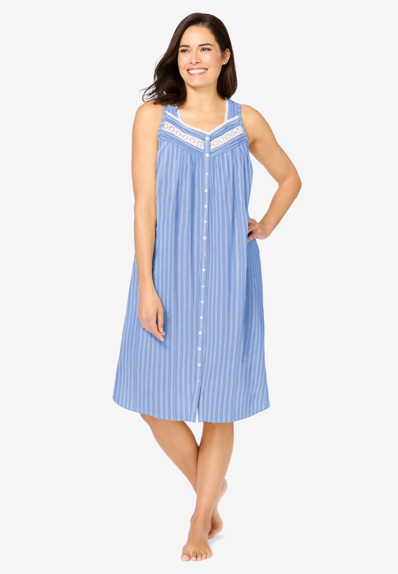 Sleeveless Button Front Night Gown image number 0