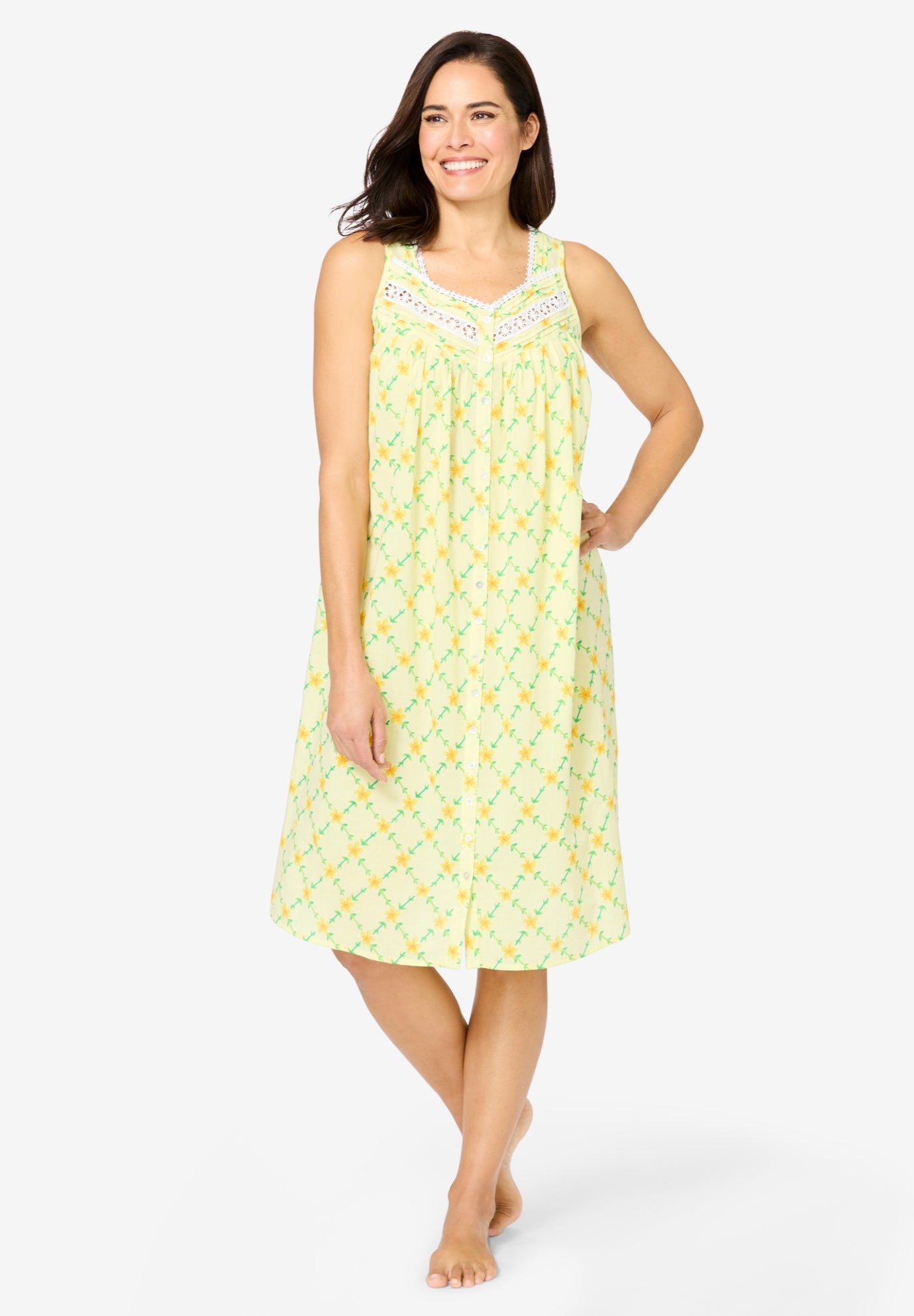 Sleeveless Button Front Night Gown image number 0