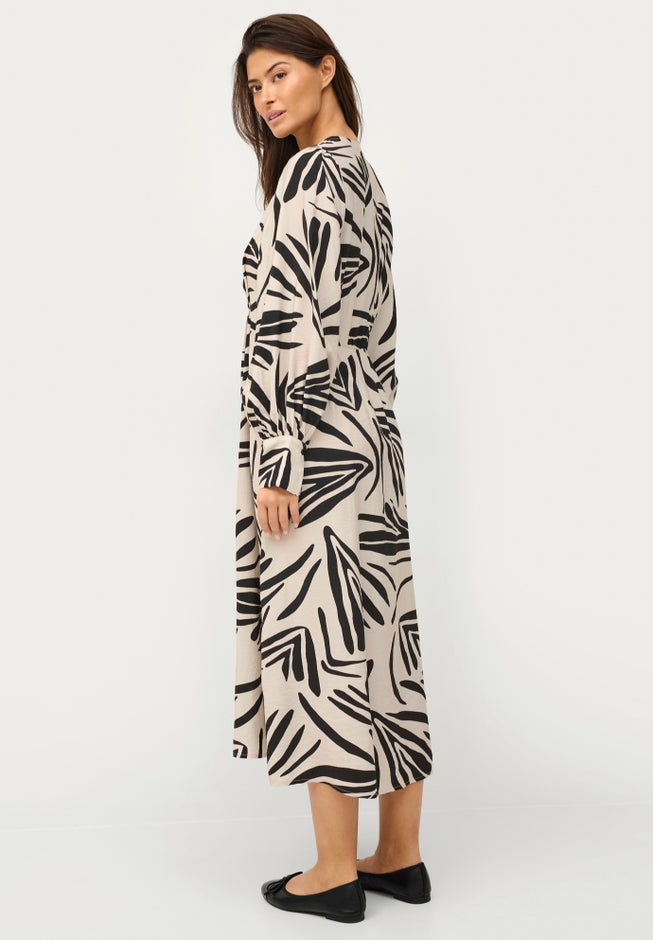 Long Sleeve Surplice Dress with Side Slit image number null