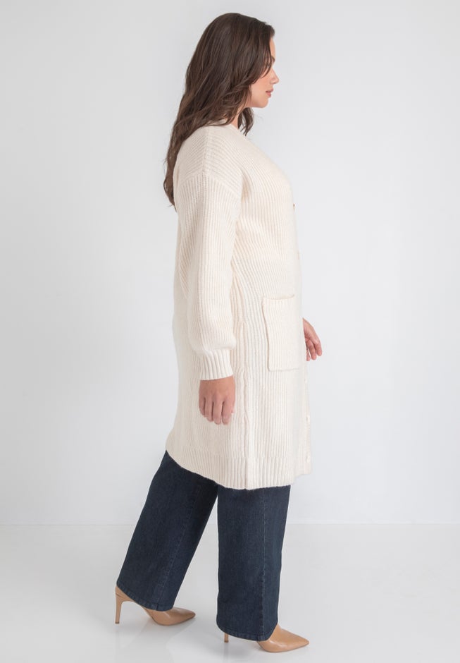 Midi-Length Button-Down Cardigan image number 4