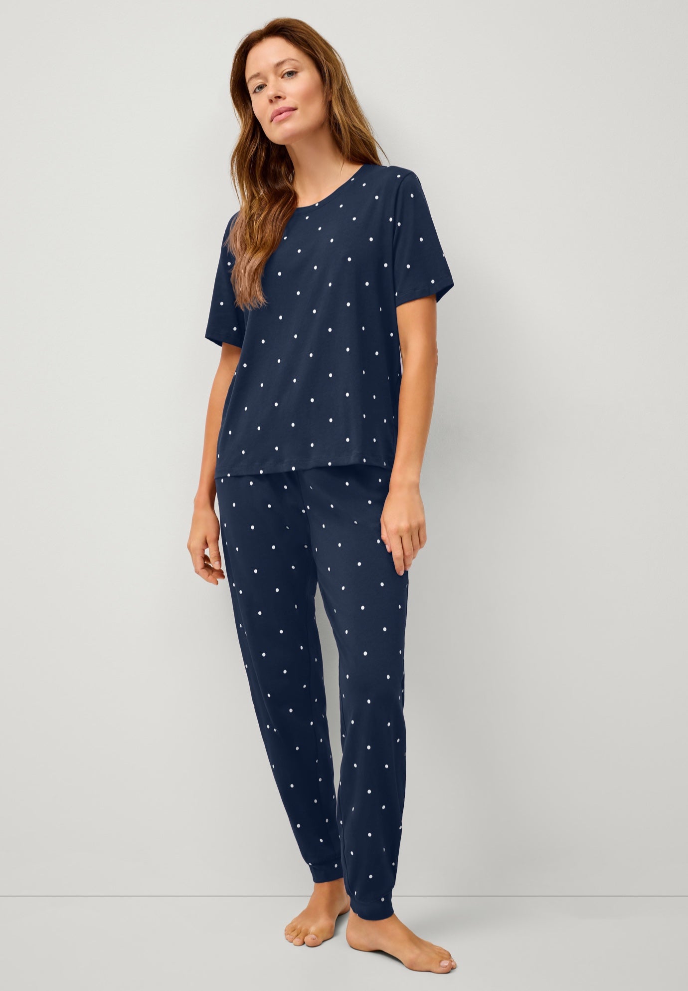 Cotton Spandex Short Sleeve Tee & Jogger 2-Piece Sleep Set image number 0