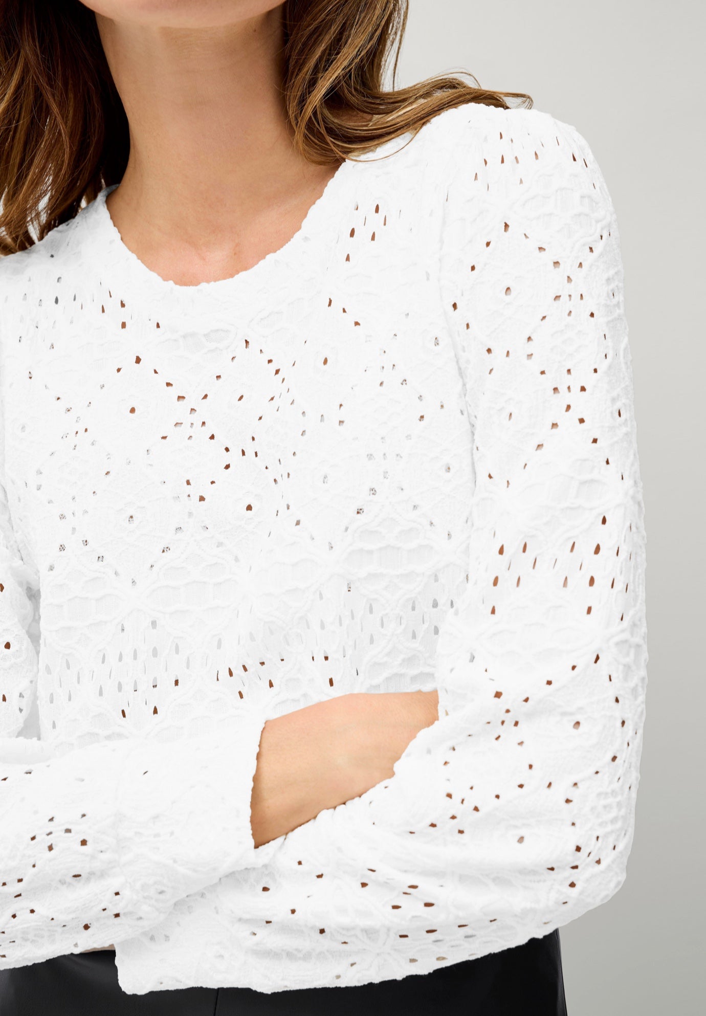 Long Sleeve Knit Lace Top image number 2
