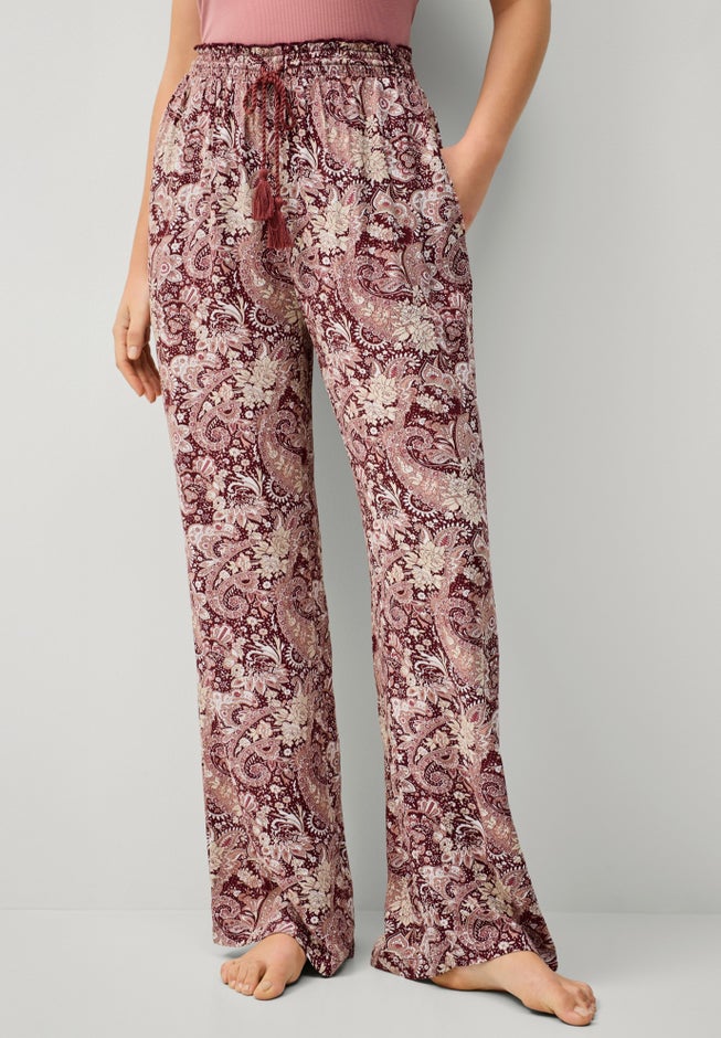 Wide-Leg Sleep Pant with Tassel Drawstring image number 0