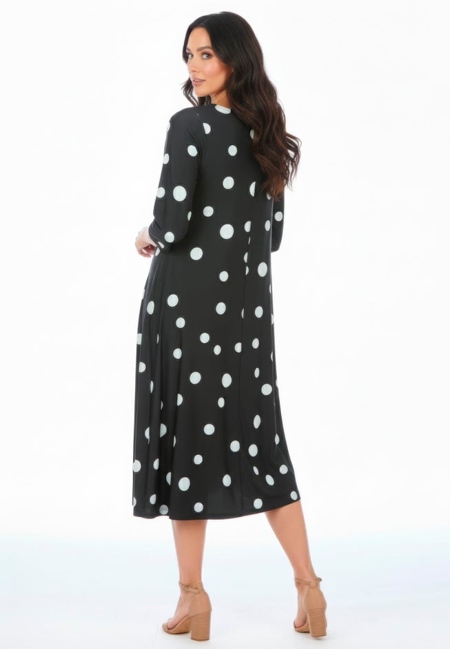 Plus Size 3/4 Sleeve Boatneck Swing Dress image number 1