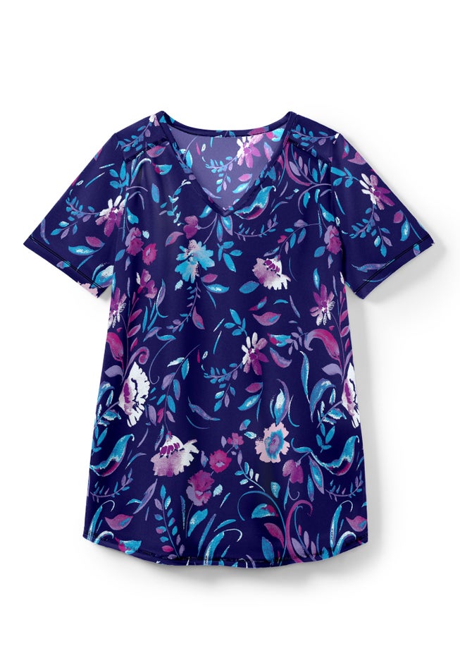 Short-Sleeve V-Neck Shirred Tee image number 14