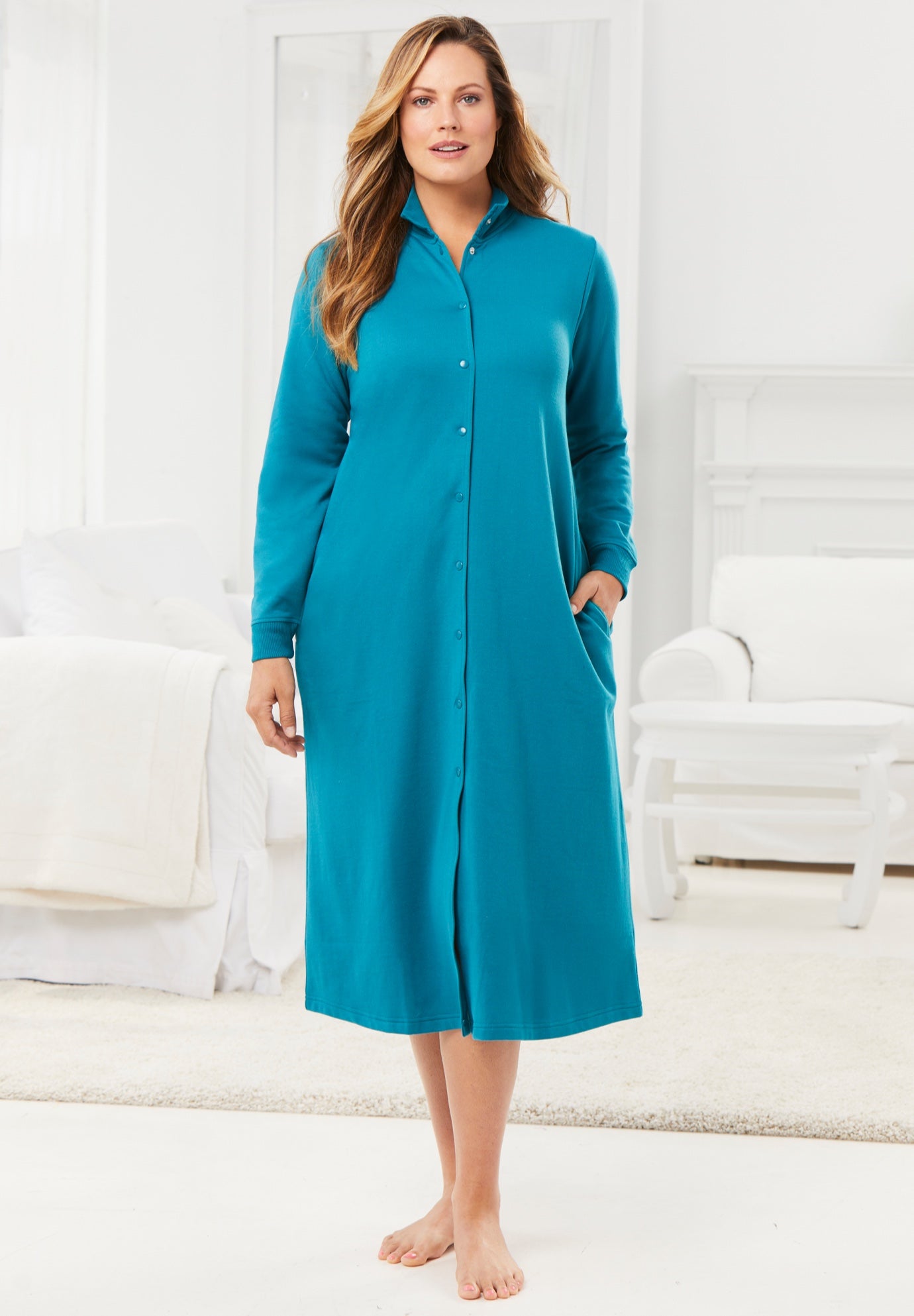 Only Necessities&reg; Fleece Snap-Front Robe image number 0