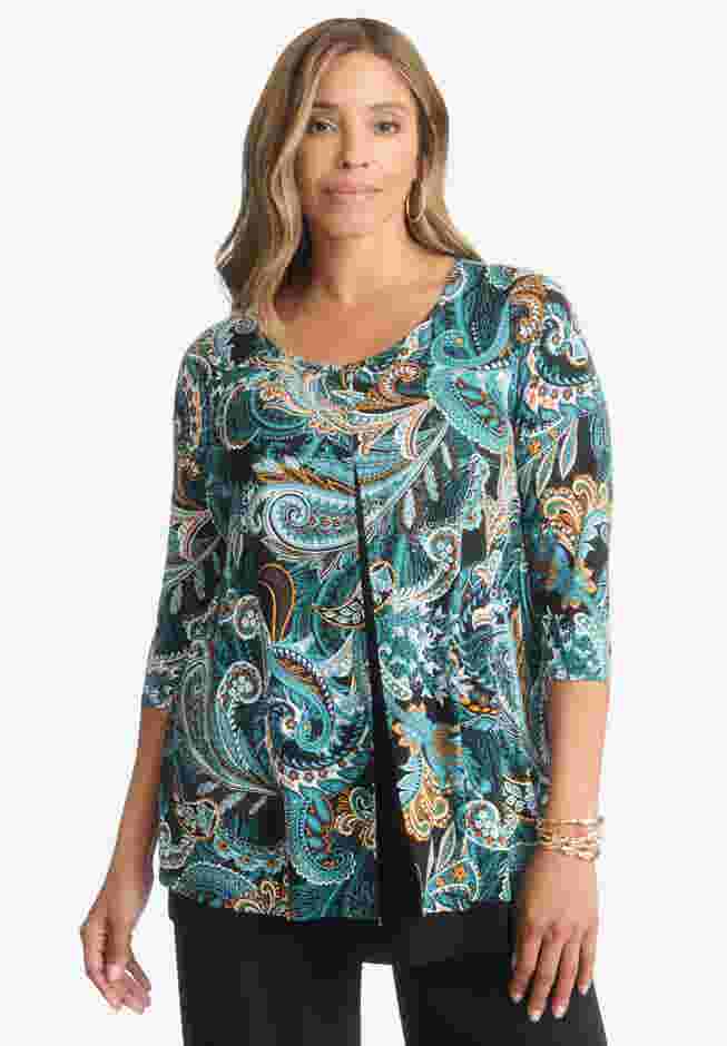 Crew Neck Double Layered Tunic image number 0
