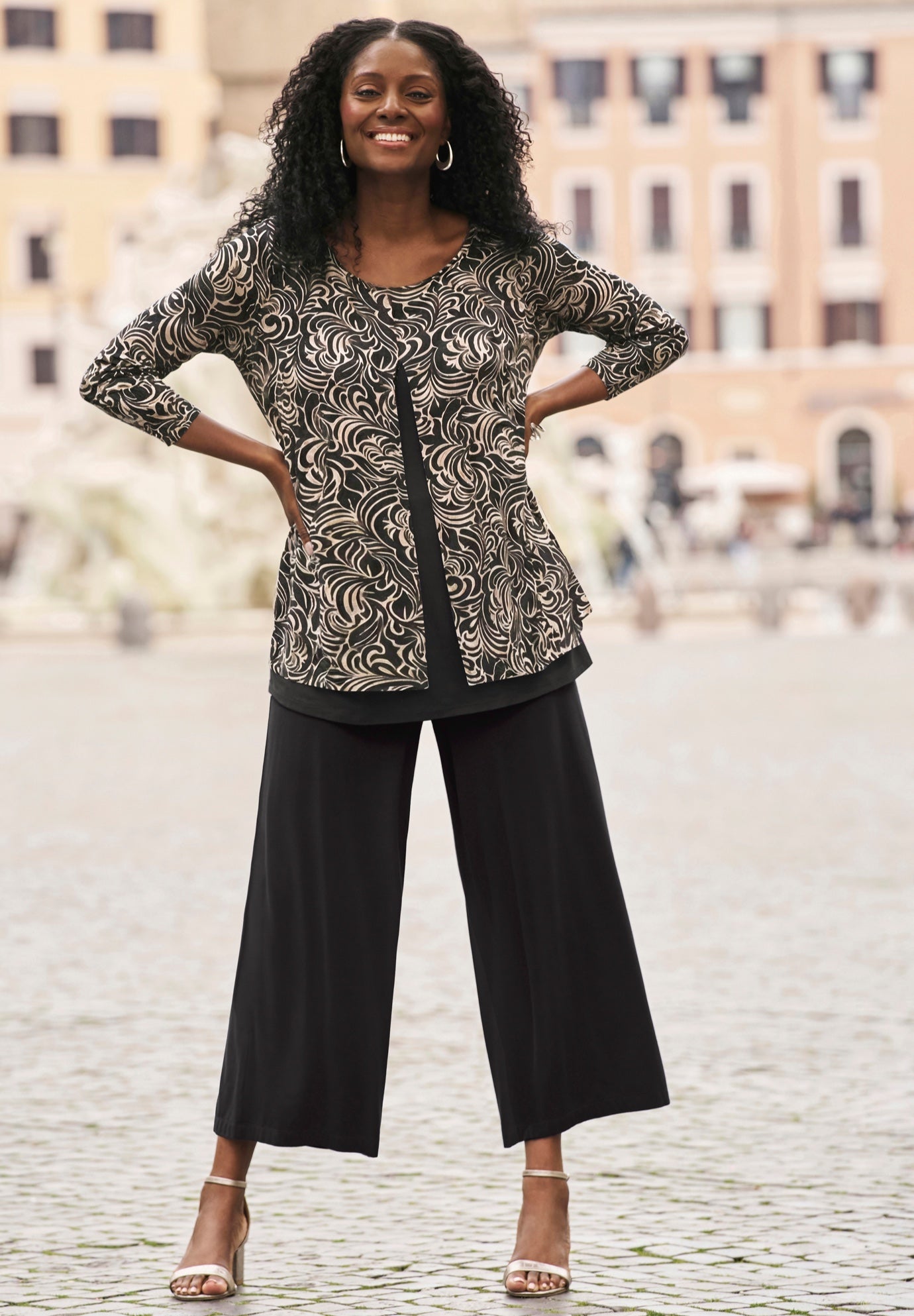 Crew Neck Double Layered Tunic image number 0