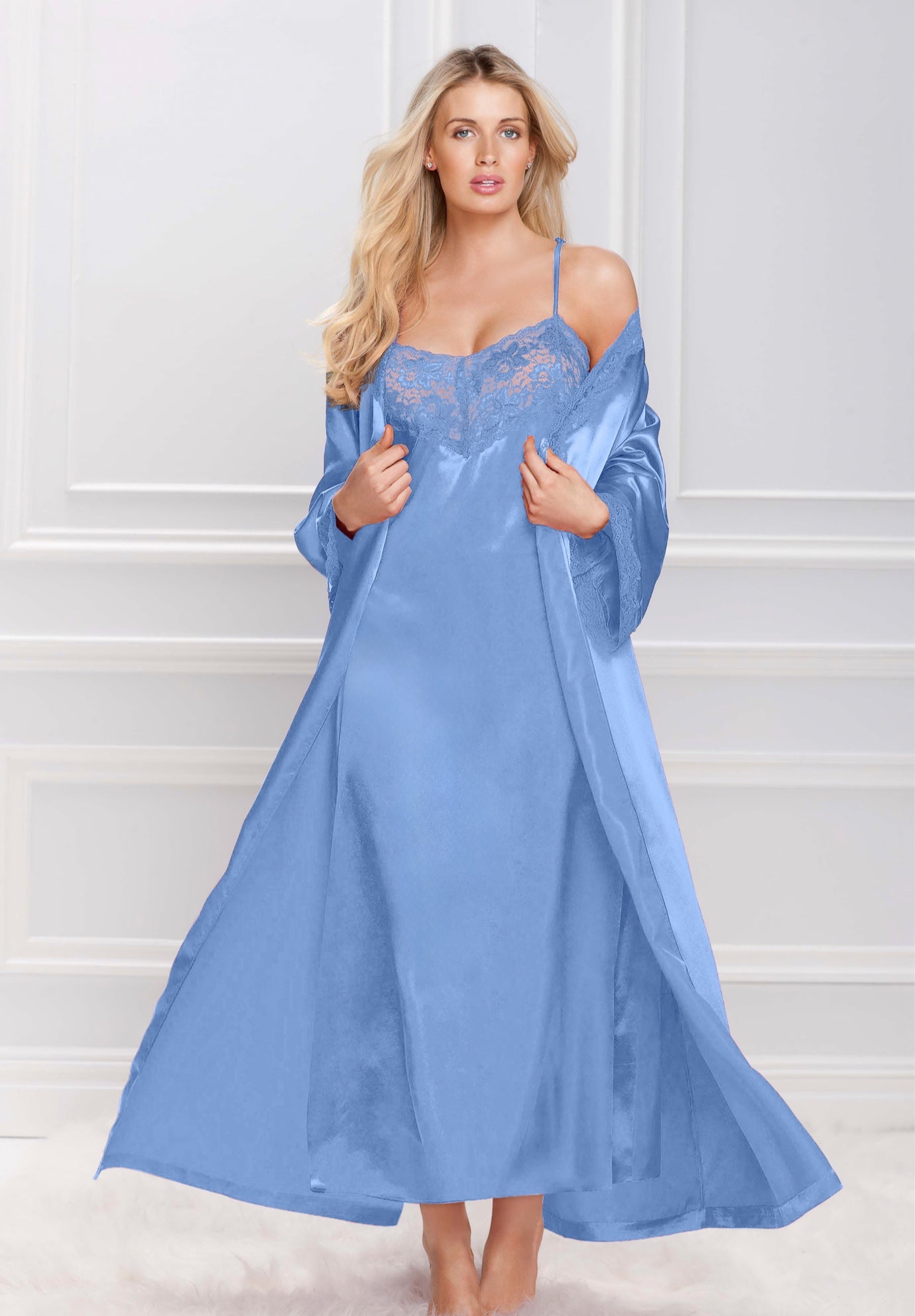 The Luxe Satin Long Peignoir Set image number 0