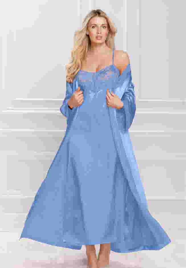 The Luxe Satin Long Peignoir Set image number 0