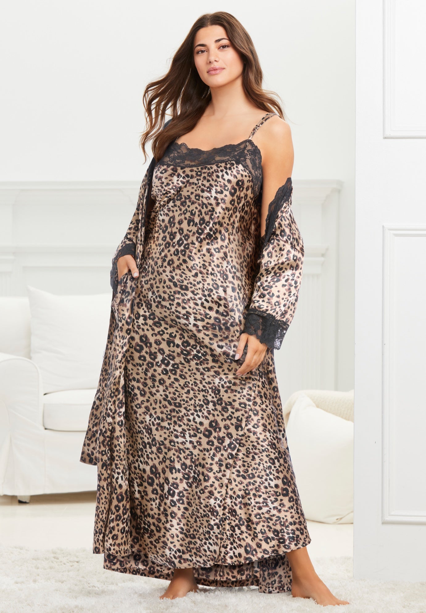 The Luxe Satin Long Peignoir Set image number 0