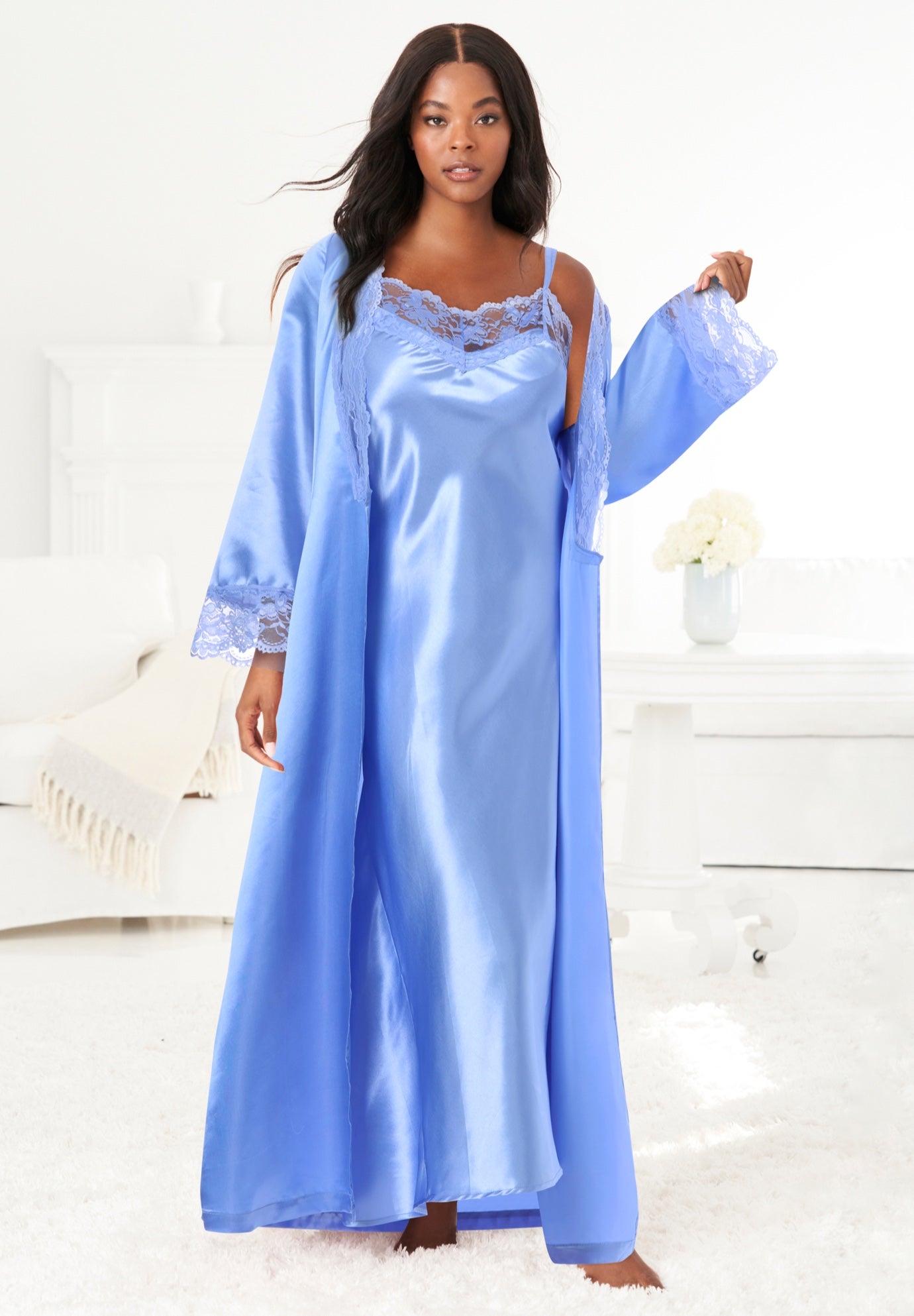 The Luxe Satin Long Peignoir Set image number 6
