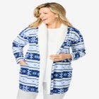 Sherpa Lined Collar Microfleece Bed Jacket  image number null