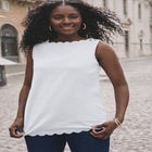 Sleeveless Scallop Boatneck Tee image number null