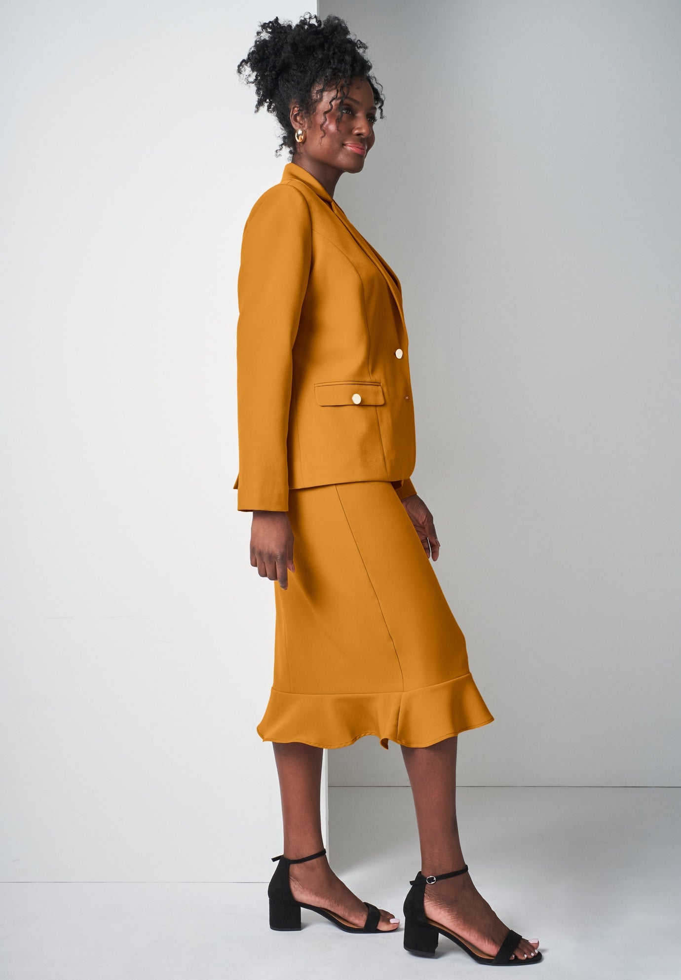 2-Piece Stretch Crepe Peplum Skirt Suit image number 2