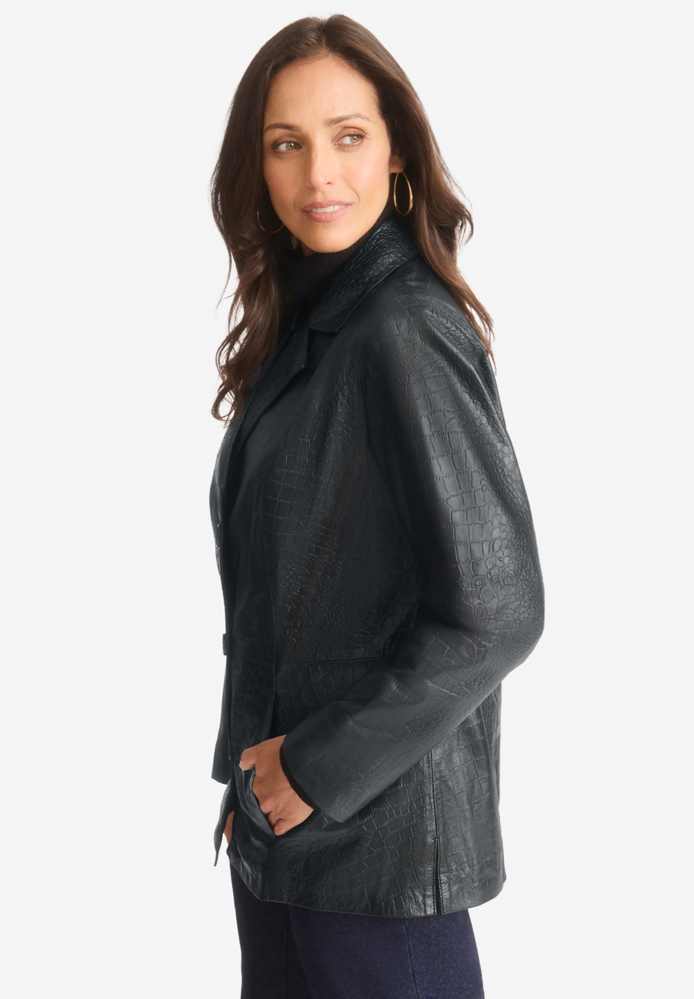 Croc Leather Blazer image number 3