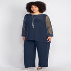 2-Piece Beaded Mesh Sleeve Pant Suit image number null
