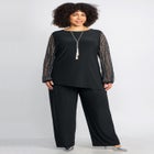 2-Piece Beaded Mesh Sleeve Pant Suit image number null