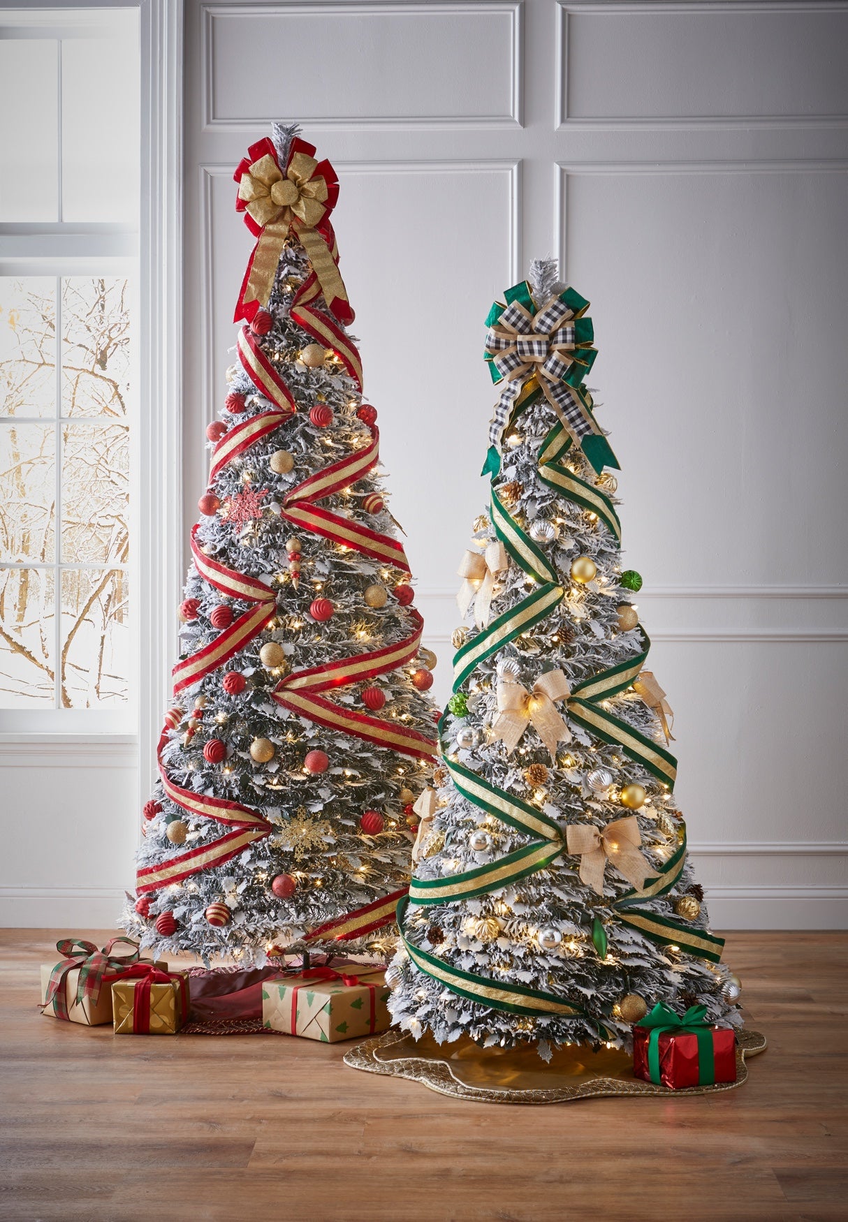6'H Pre-Lit Flocked Pop-Up Tree image number 1