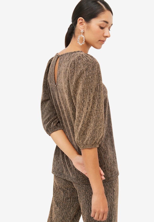 Metallic Blouson Sleeve Top image number null