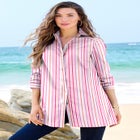 Plus Size Kate Long Sleeve Tunic Easy Cotton-Blend Button-Front Shirt image number null