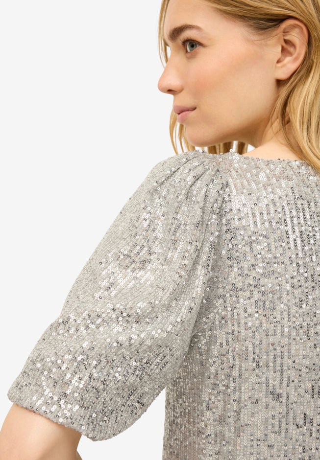 All-Over Sequin Blouson Sleeve Top image number 2