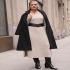 V-Neck Midi Sweater Dress With Side Slits image number null