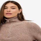 &frac14; Zip Sweater Tunic With Side Slits image number null