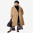 Double-Breasted Belted Trench Raincoat image number null