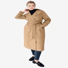 Double-Breasted Belted Trench Raincoat image number null