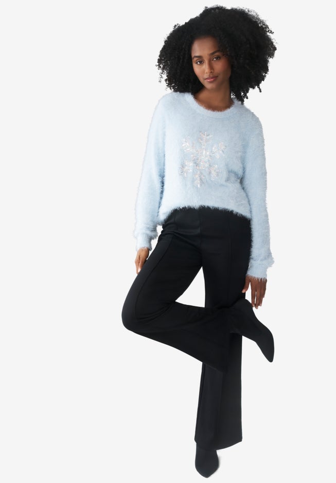 Front-Seam Wide Leg Knit Pant image number null