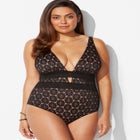 Lace Plunge One Piece Swimsuit image number null