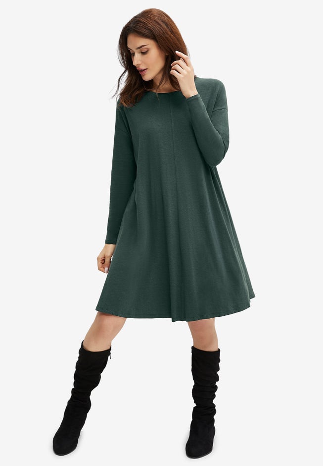 knit trapeze dress Silky Knit Zipped Collar Trapeze Dress- Purple Orchid Purple Orchid / 10